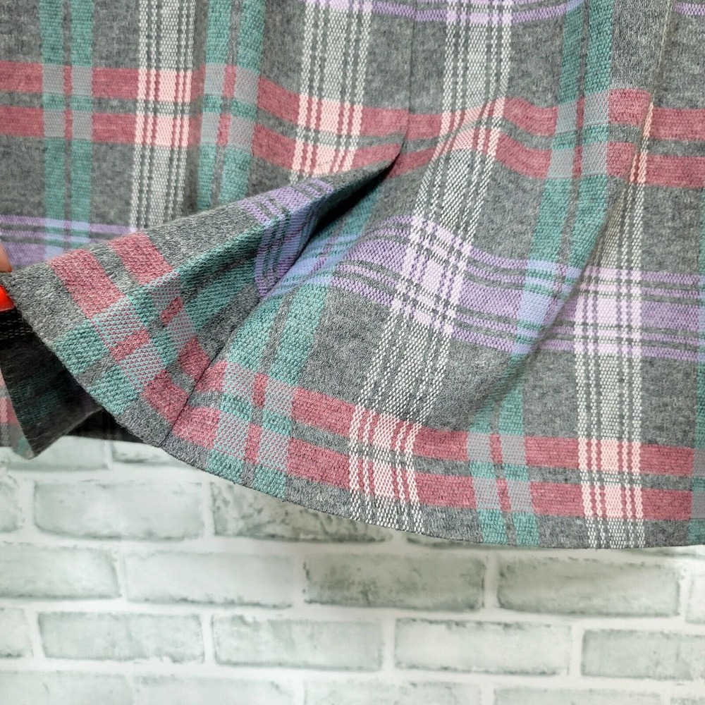 Wardrobe Maker Vintage 70s Plaid A-Line Skirt USA Elastic Waist Academia - Picture 4 of 7